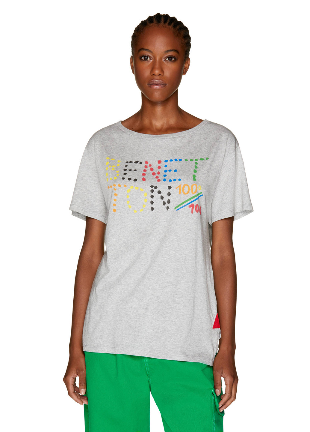 Светло-серая летняя футболка United Colors of Benetton