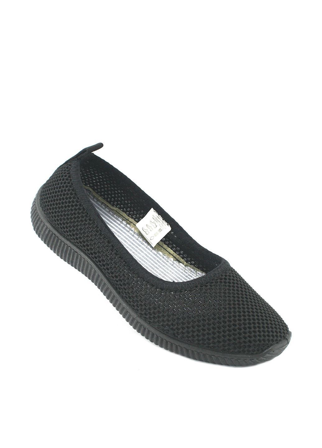 Жіночі балетки | чорні однотонні без декору текстиль (321828260)