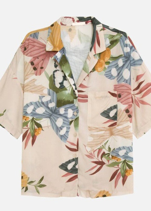 Бежева всесезон піжама жіноча butterfly сорочка + шорти Berni Fashion 55133
