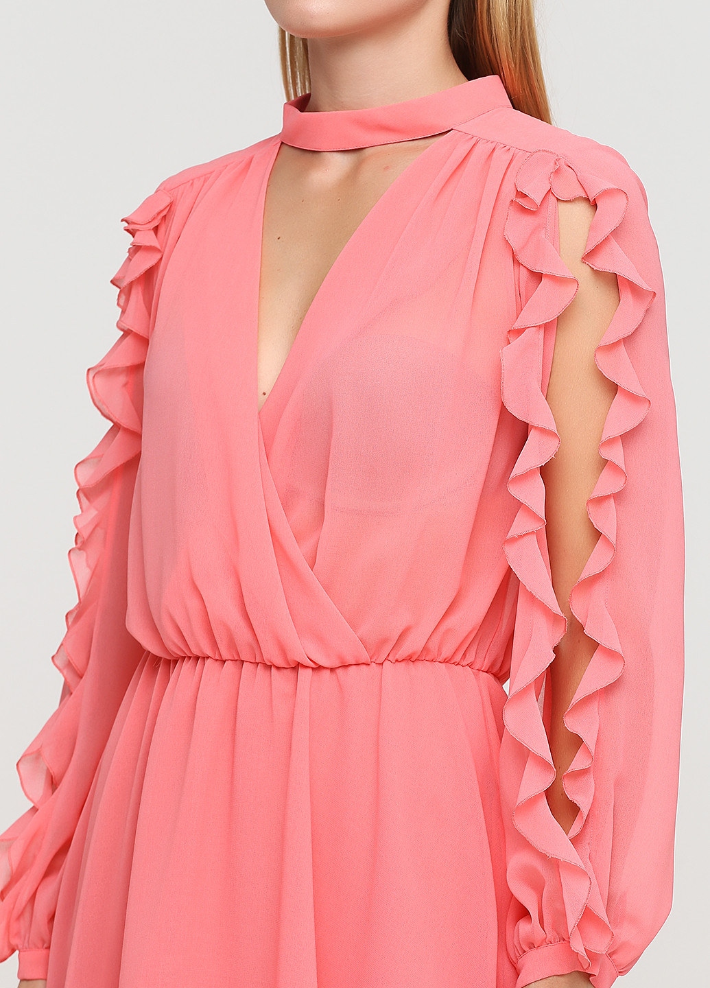 Рожева коктейльна сукня на запах, кльош brognano однотонна