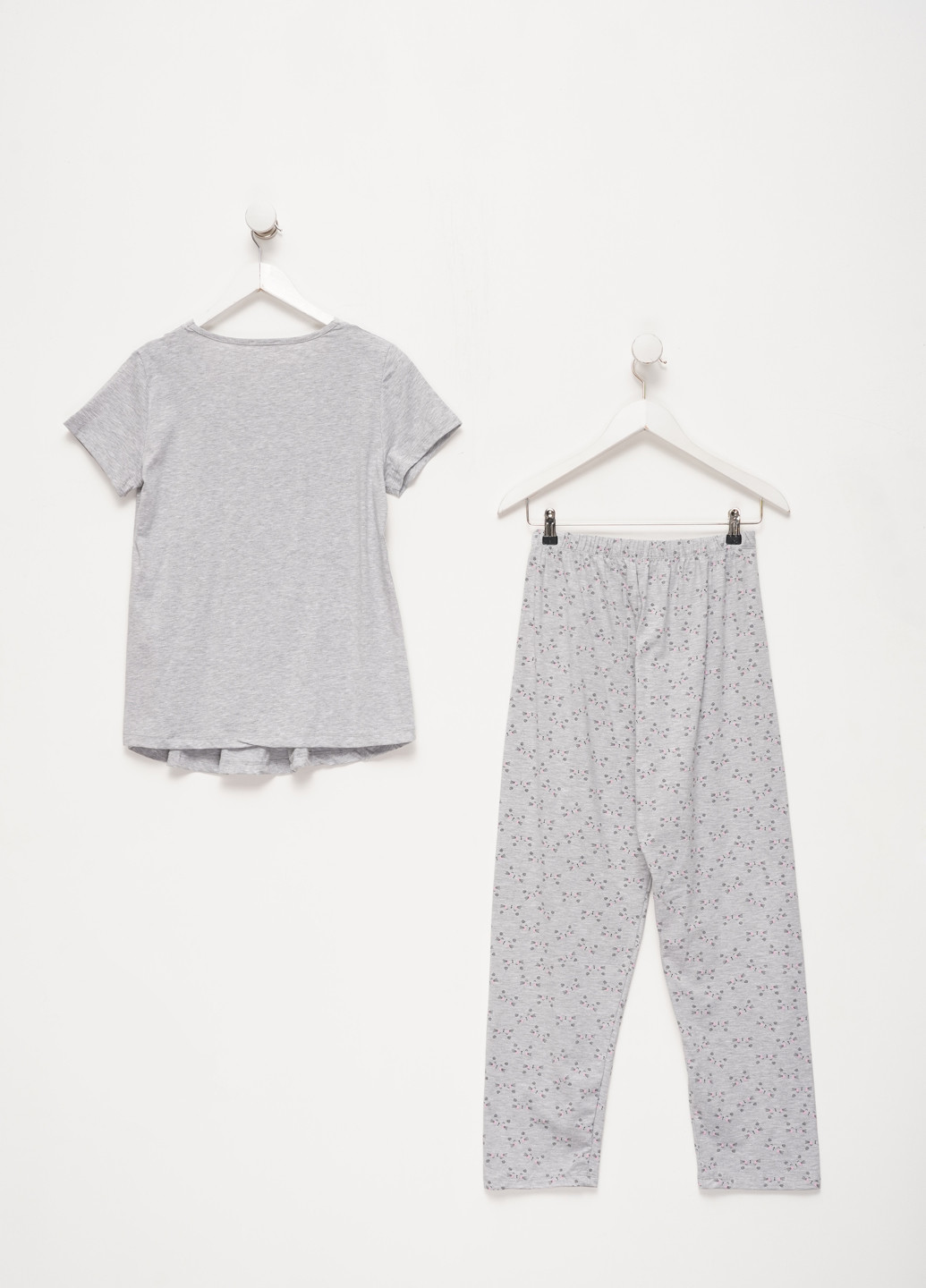 Светло-серый демисезонный комплект для беременных и кормящих (футболка, брюки, халат) Cotpark