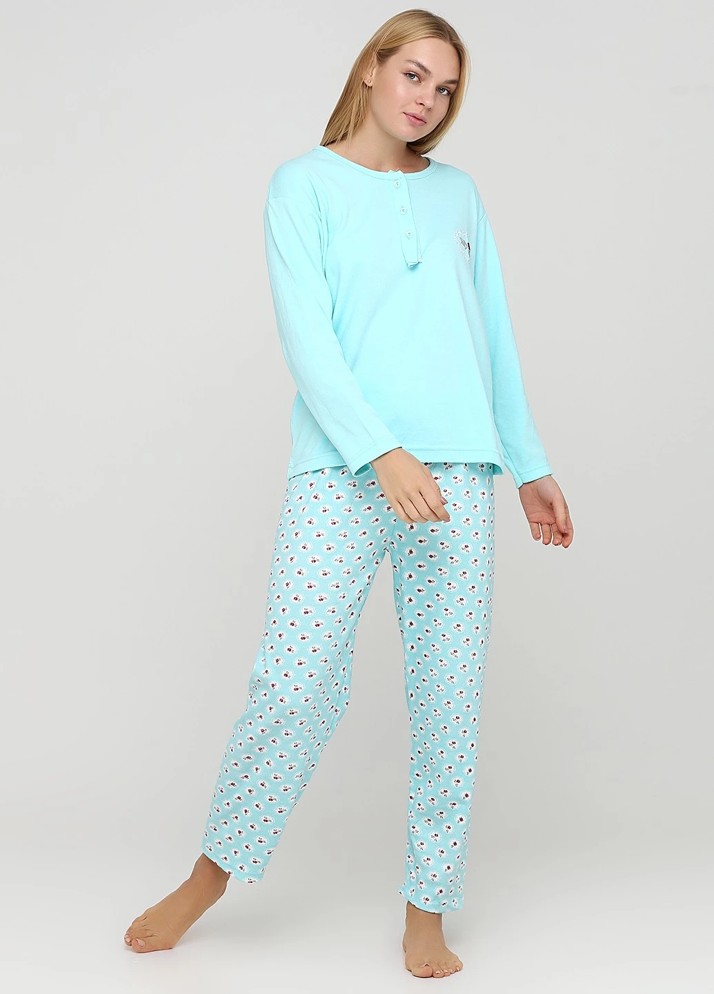 Мятная зимняя комплект плотный трикотаж (свитшот, брюки) Glisa Pijama