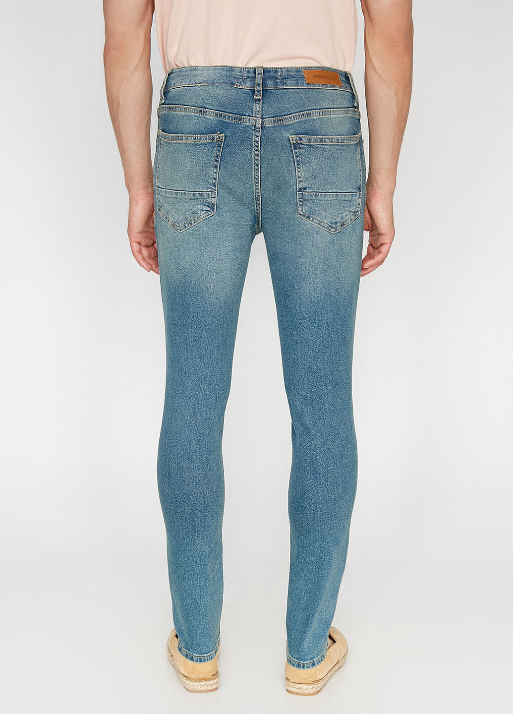 Джинси KOTON завужені однотонні блакитні джинсові бавовна