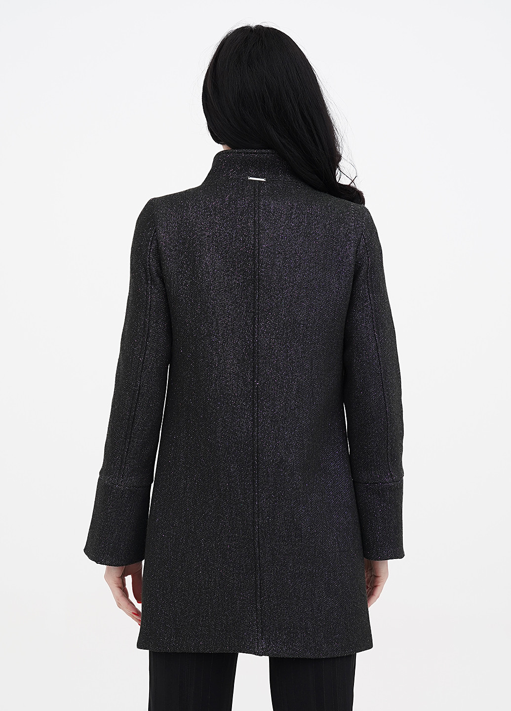 Черное демисезонное Пальто однобортное Collision