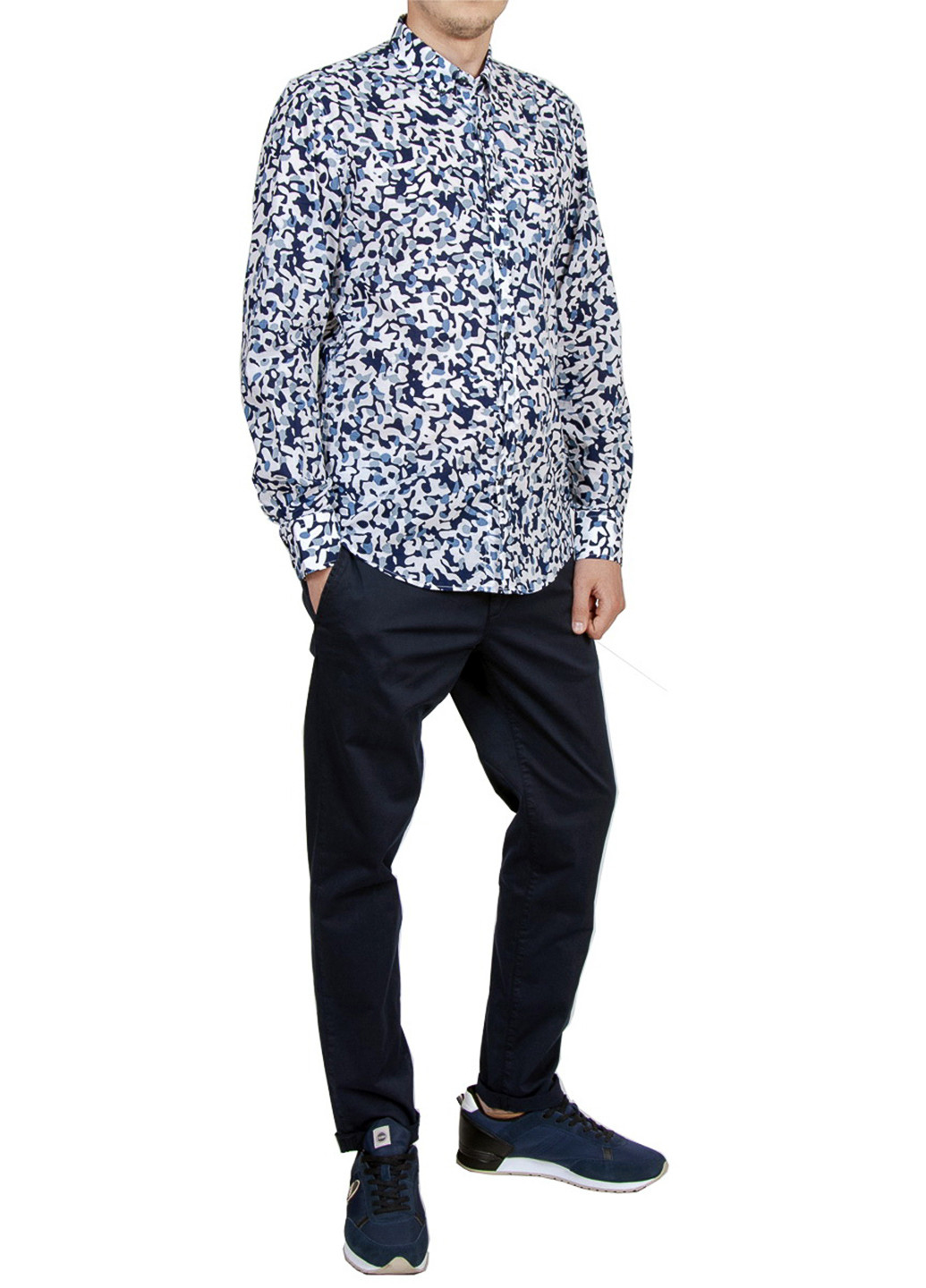 Синяя рубашка с абстрактным узором Antony Morato