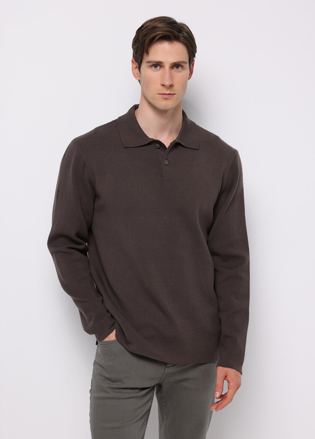 Коричневая футболка-поло для мужчин Colin's однотонная