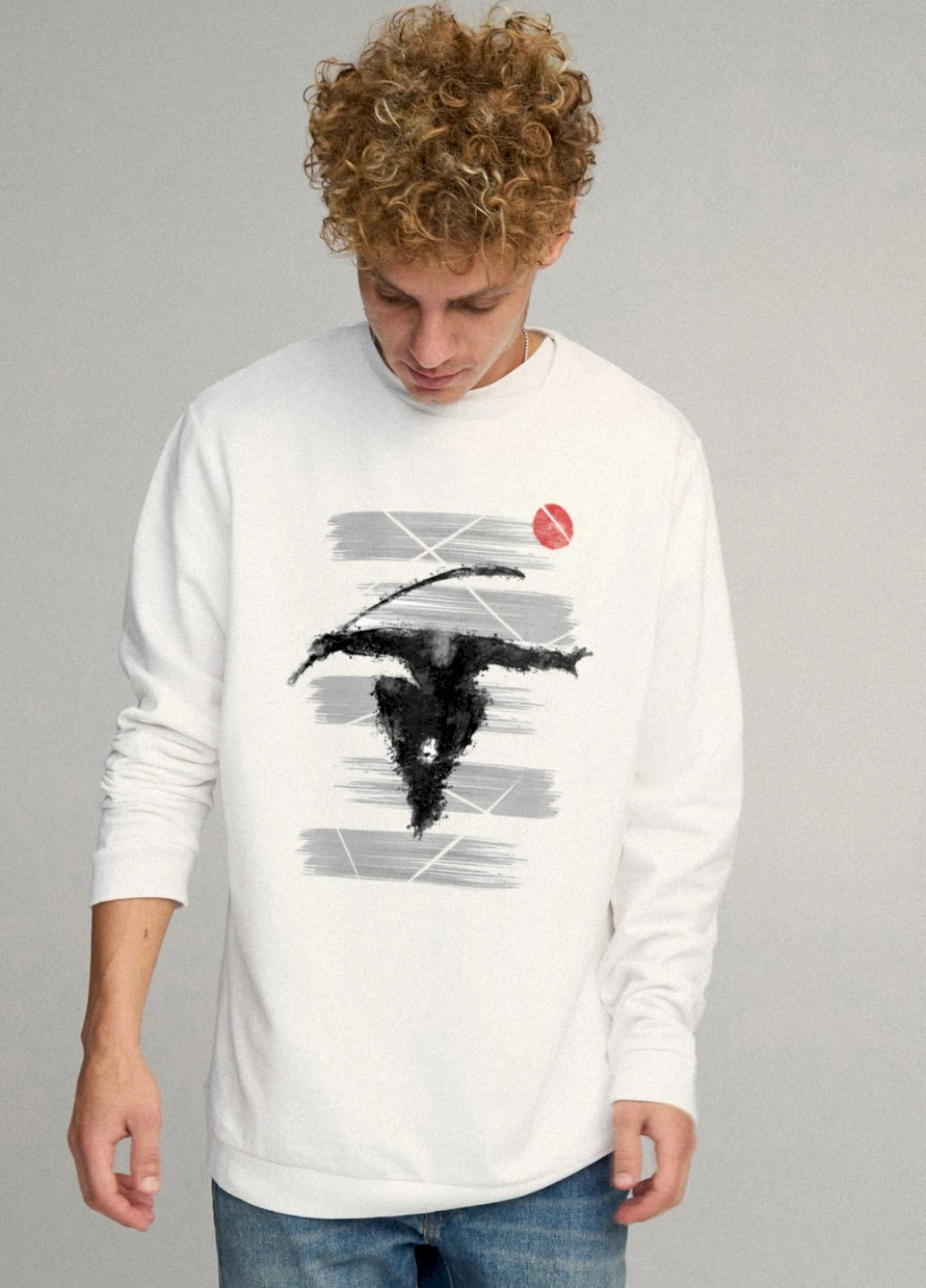 Білий свитшот мужской oversize /no flis/ YAPPI малюнок (254557598)