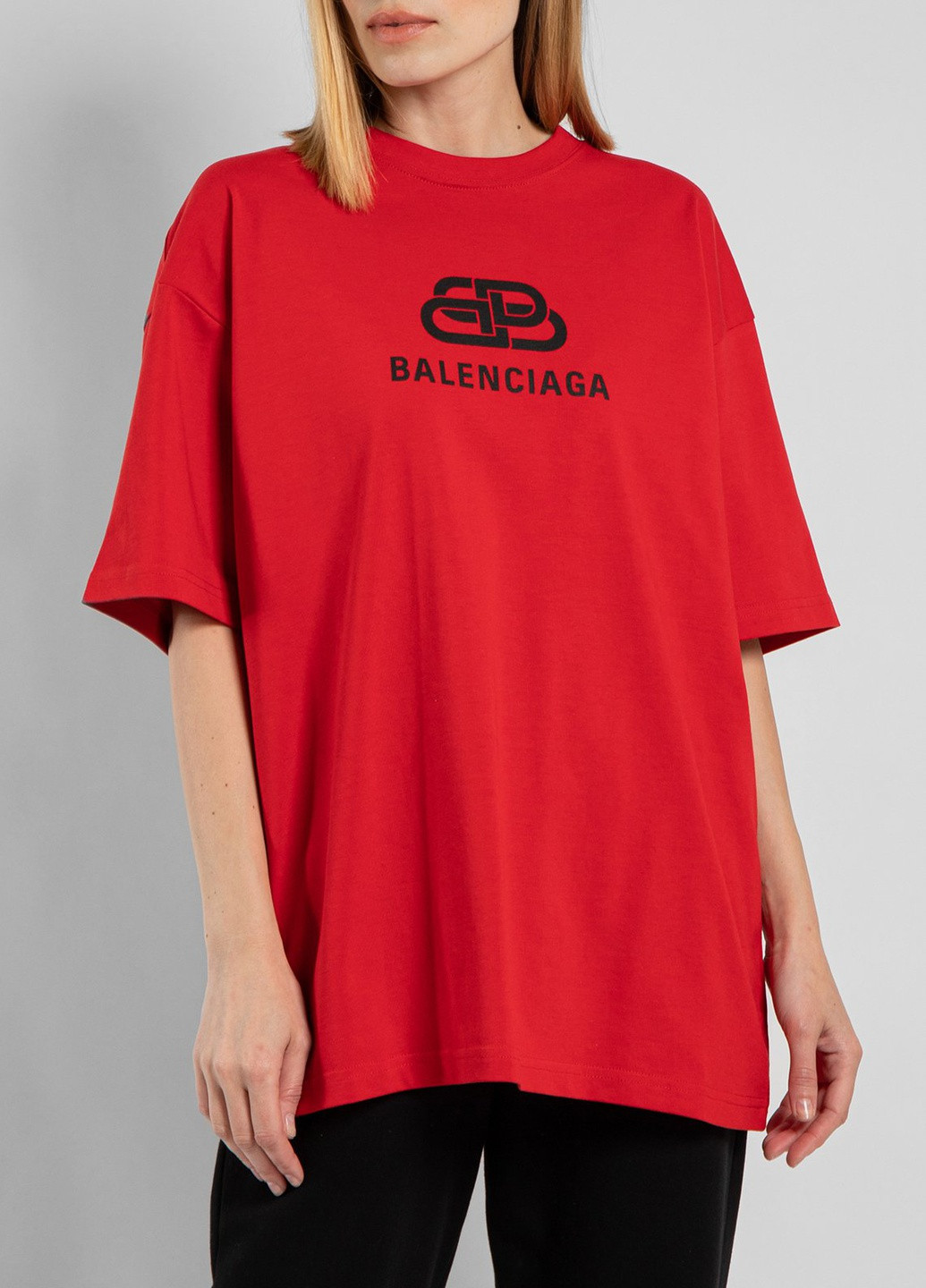 Червона сіра футболка з логотипом Balenciaga