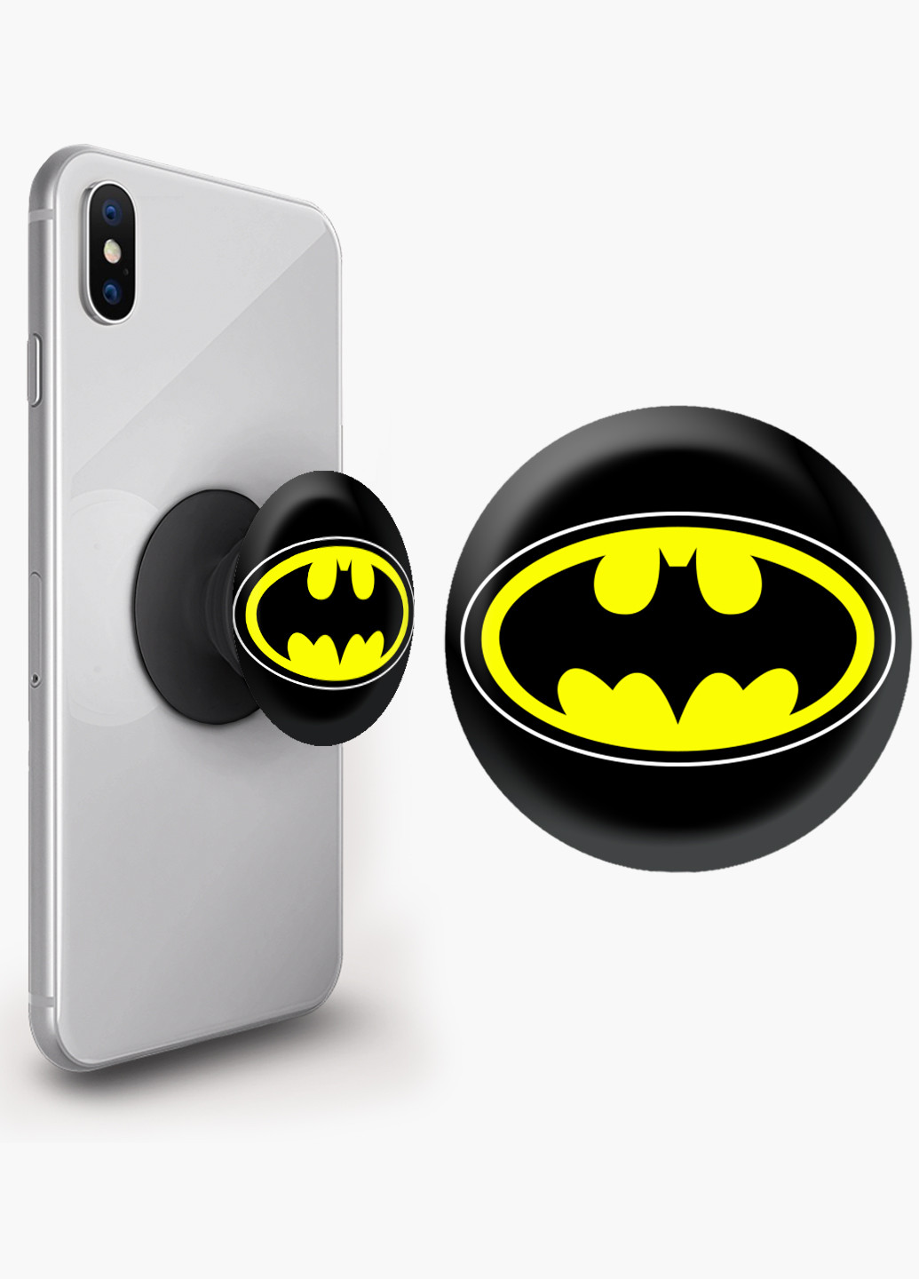 Попсокет (Popsockets) держатель для смартфона Бетмен Бэтмен ДС (Batman DC) (8754-1444) Черный MobiPrint (216748289)