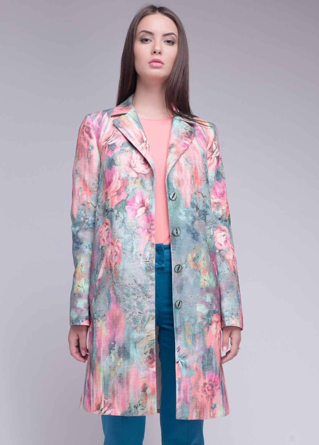 Розовое демисезонное Пальто на пуговицах Natali Bolgar