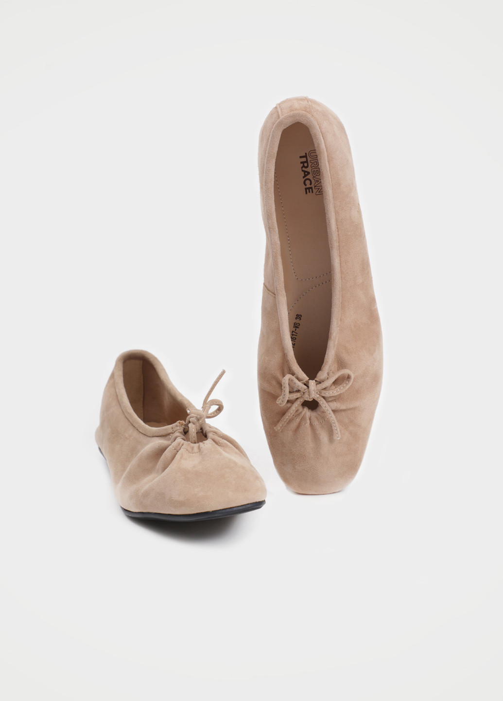 Жіночі балетки Respect | бежеві однотонні без декору натуральний велюр (334111754)