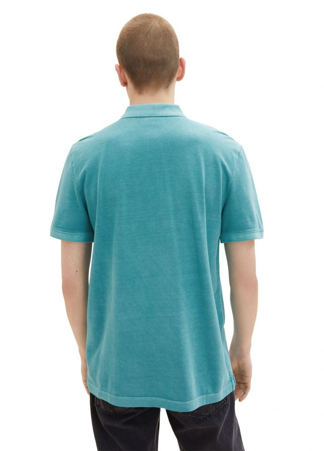 Бирюзовая футболка-поло для мужчин Tom Tailor однотонная