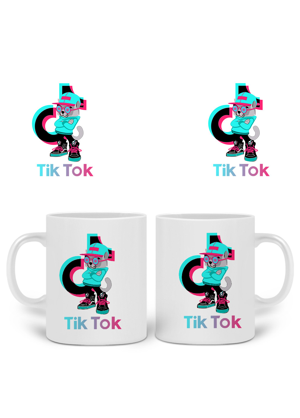 Кружка Кіт ТікТок (Cat TikTok) 330 мл горнятко керамічне (20259-1644) MobiPrint (219778384)