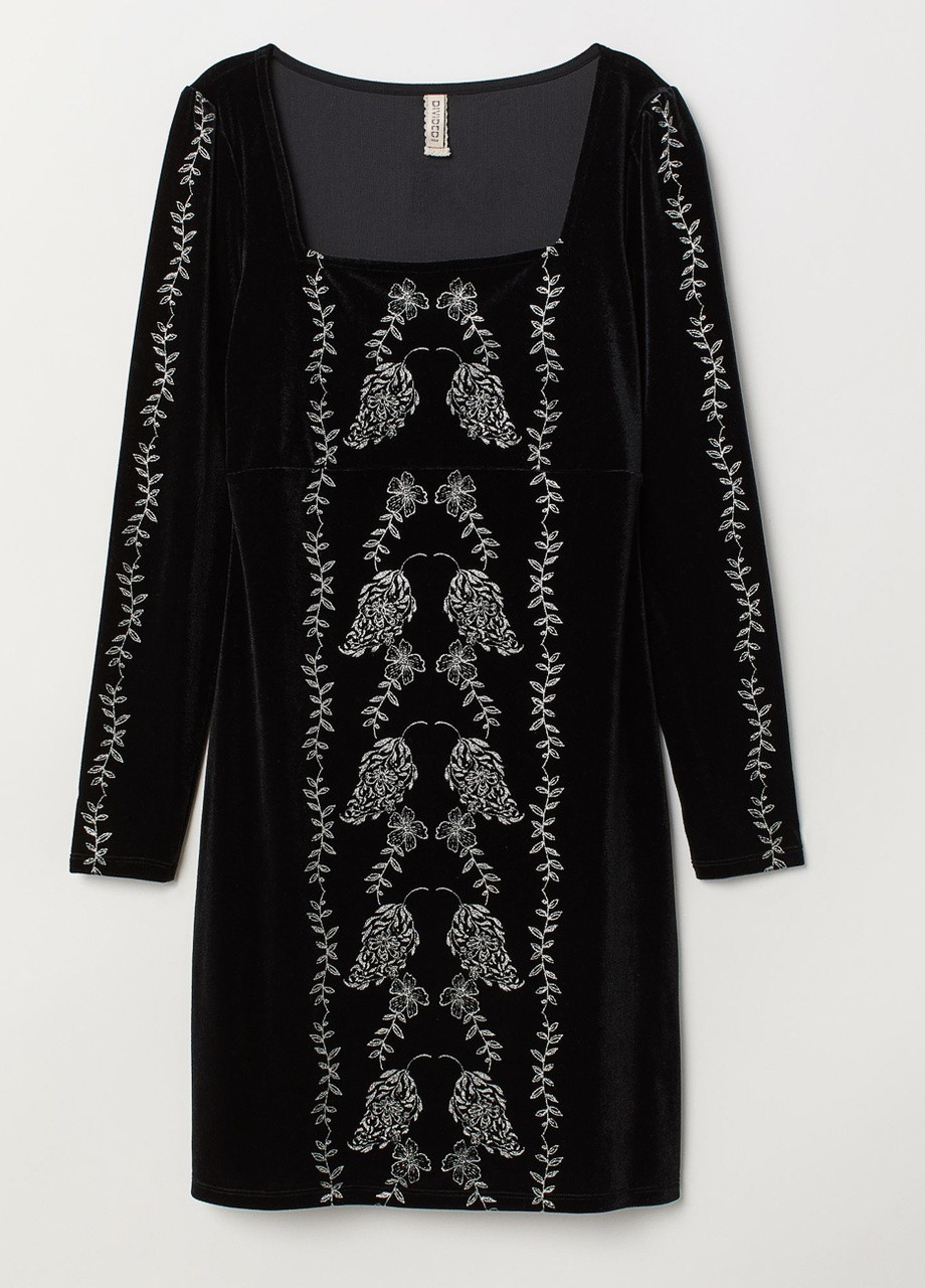Черное вечернее платье H&M с орнаментом