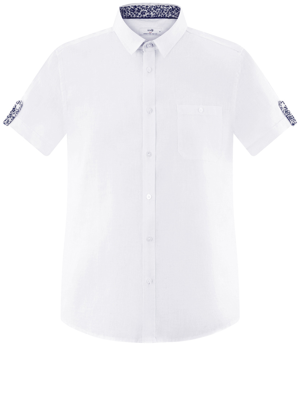 Белая кэжуал рубашка однотонная Oodji