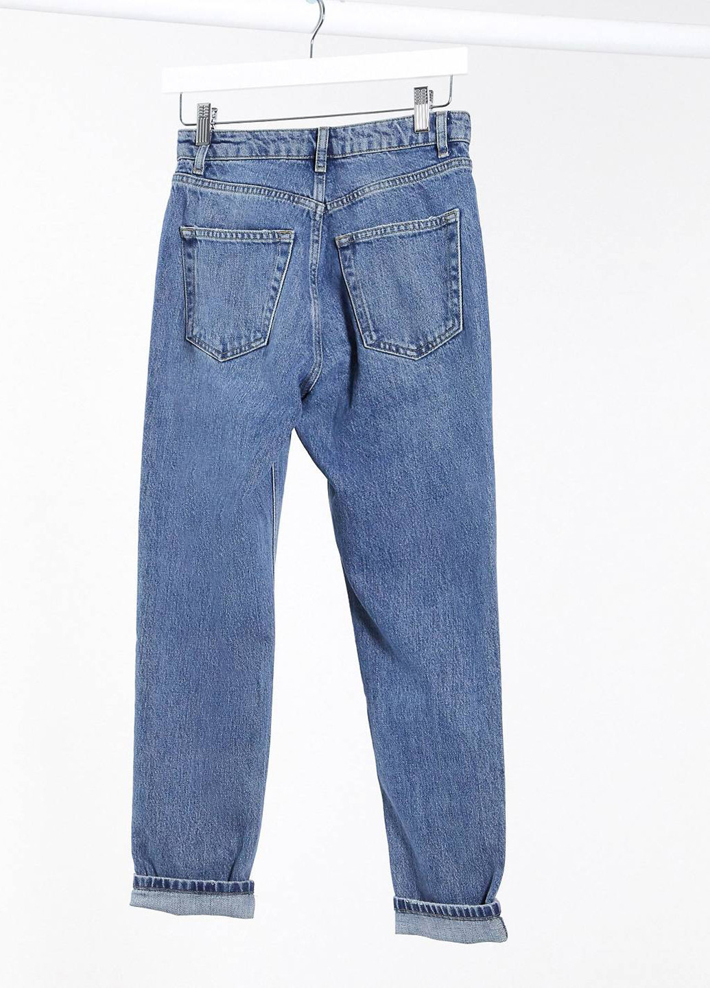Темно-голубые демисезонные зауженные джинсы Topshop