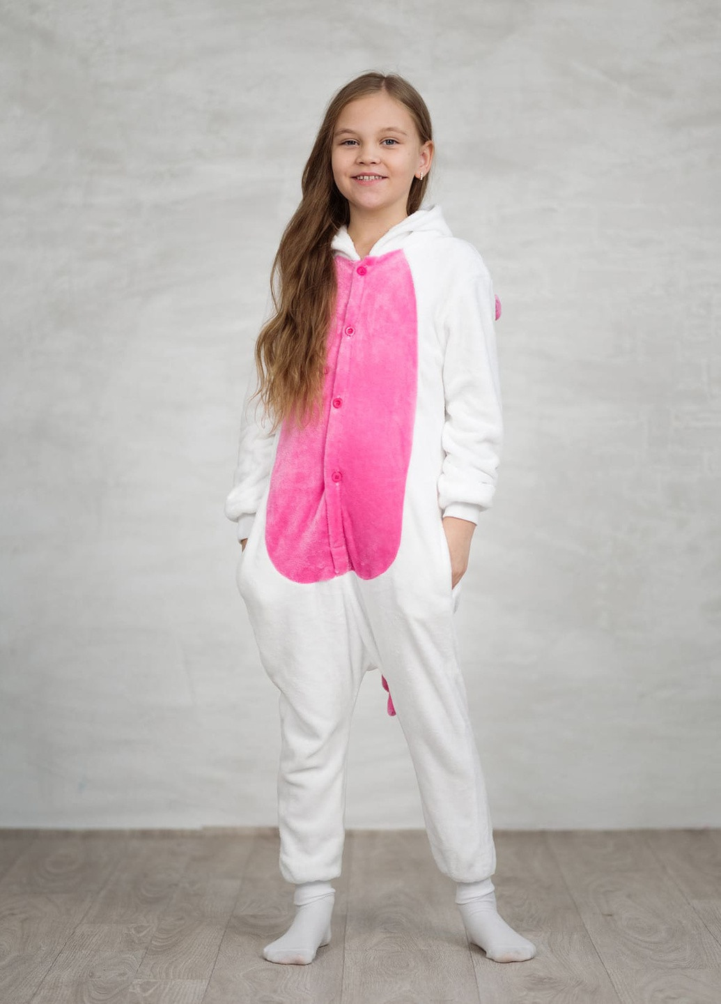 Розовая всесезон детская пижама кигуруми розовый единорог DobraMAMA