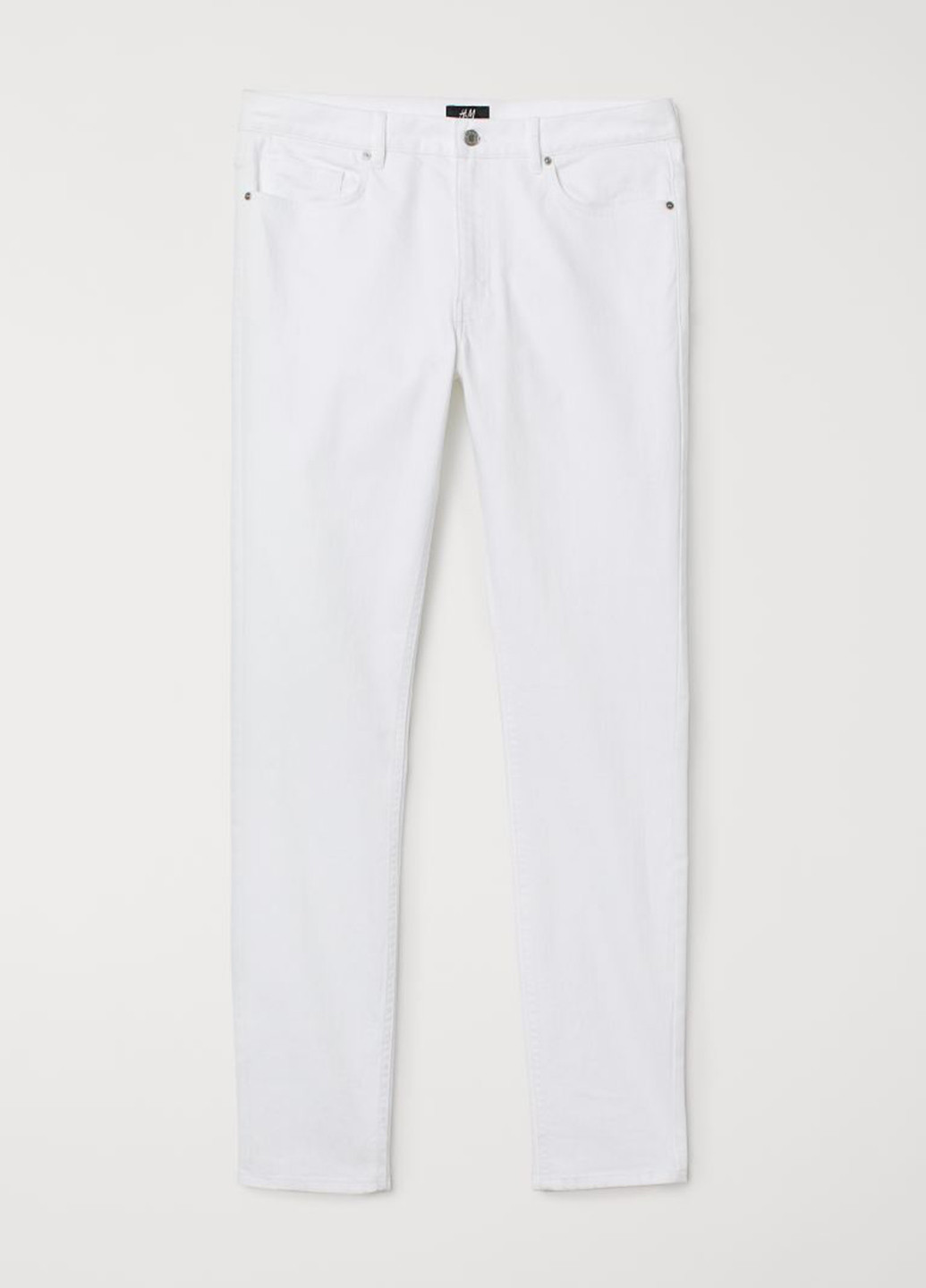 Белые демисезонные скинни брюки H&M