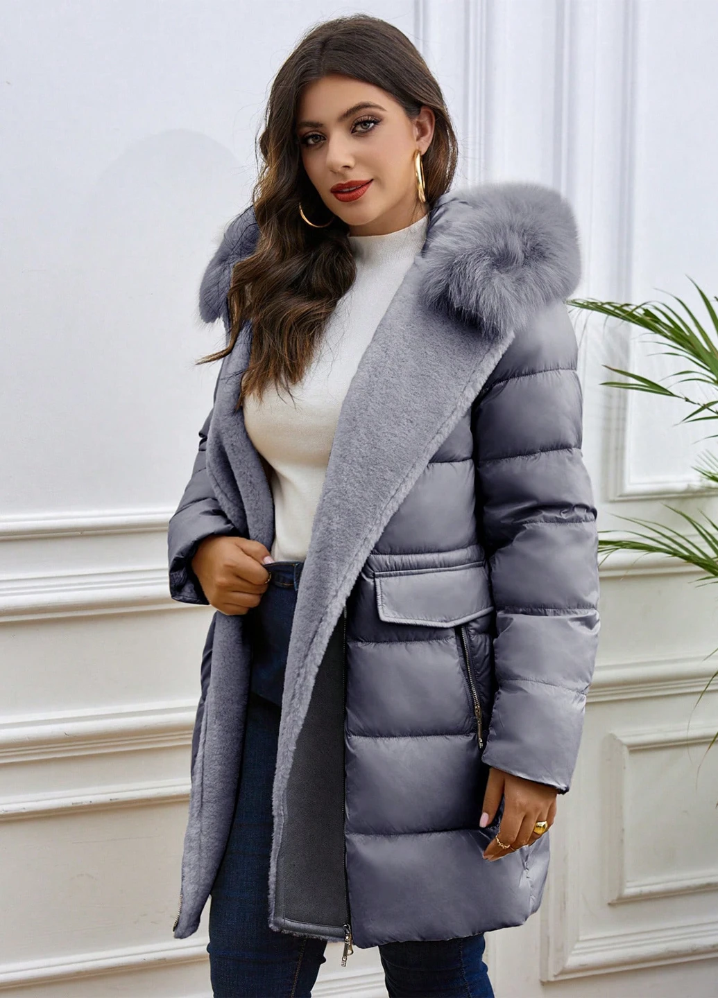 Сіра зимня куртка SHEIN