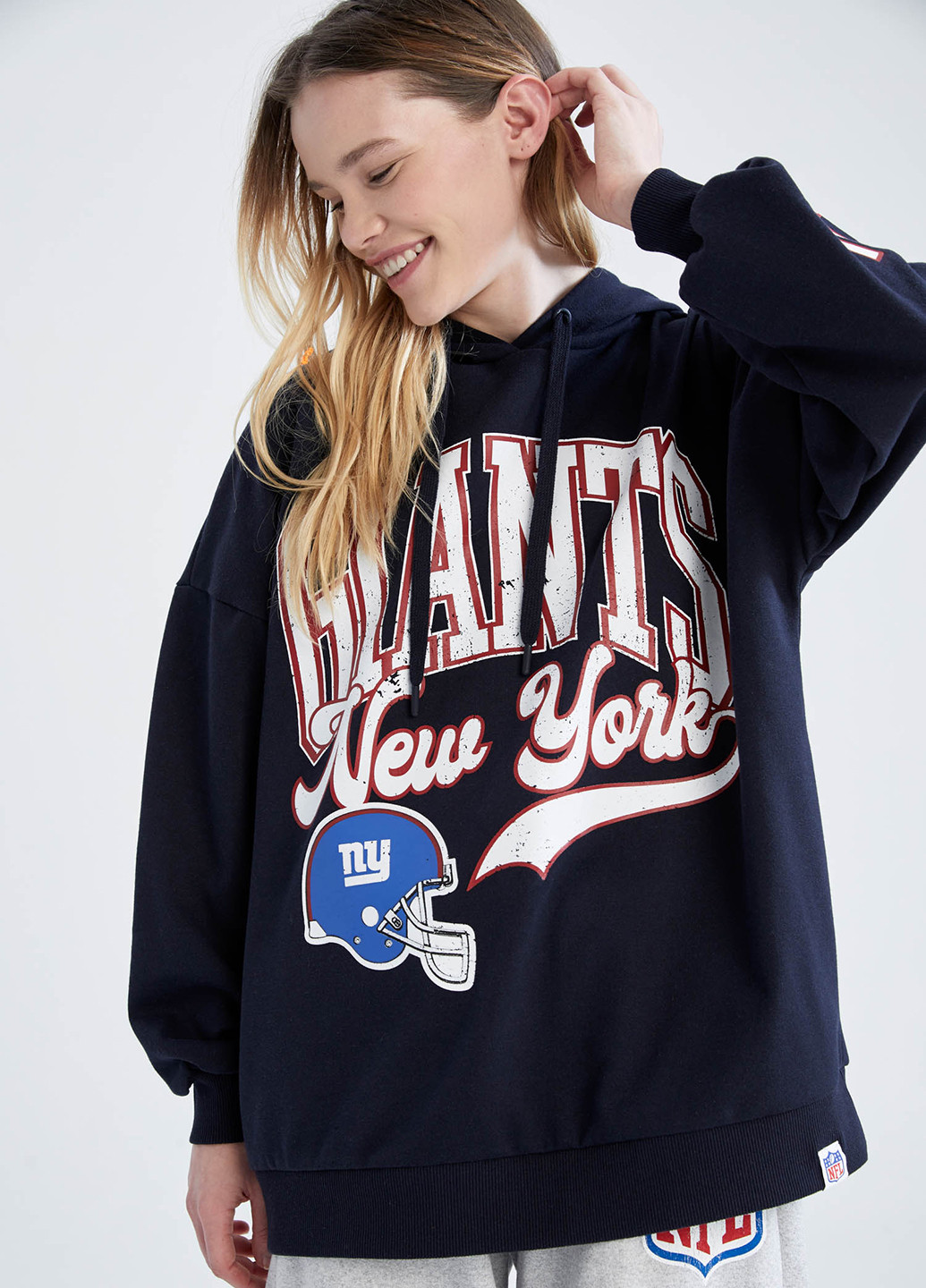 New York Giants DeFacto Свитшот надписи тёмно-синие кэжуалы трикотаж, полиэстер