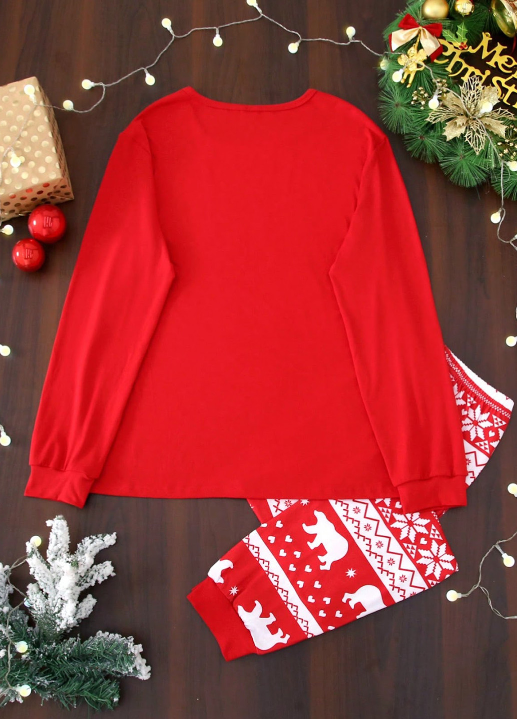 Червона зимня піжами (лонгслів, штани) SHEIN