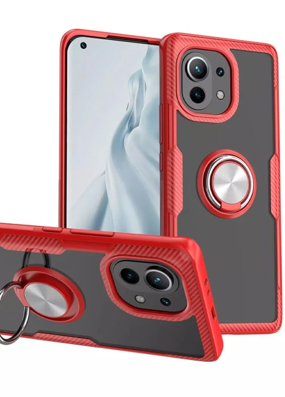 TPU + PC чохол CrystalRing for Magnet (opp) для Xiaomi Mi 11 Безбарвний / Червоний (is_00000042926_1) Deen (237834506)