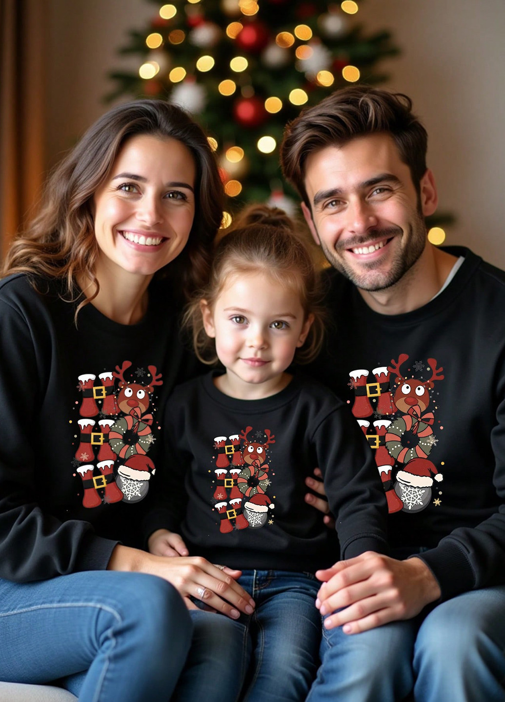 Черный свитшот SHEIN новогодний без декора (331739015)