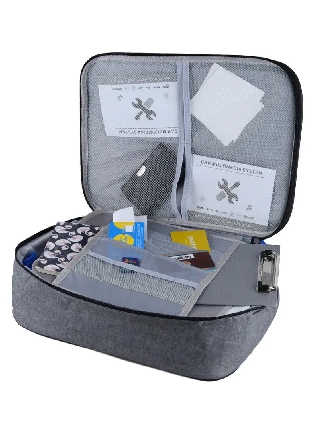 Тревел-кейс органайзер для зберігання перевезення транспортування документів 36х28х12 см (473742-Prob) Сірий Unbranded (256360618)