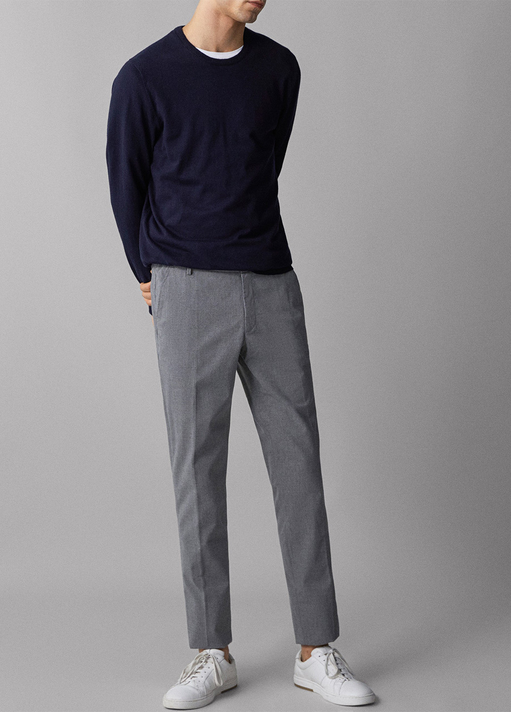 Серые кэжуал демисезонные зауженные брюки Massimo Dutti