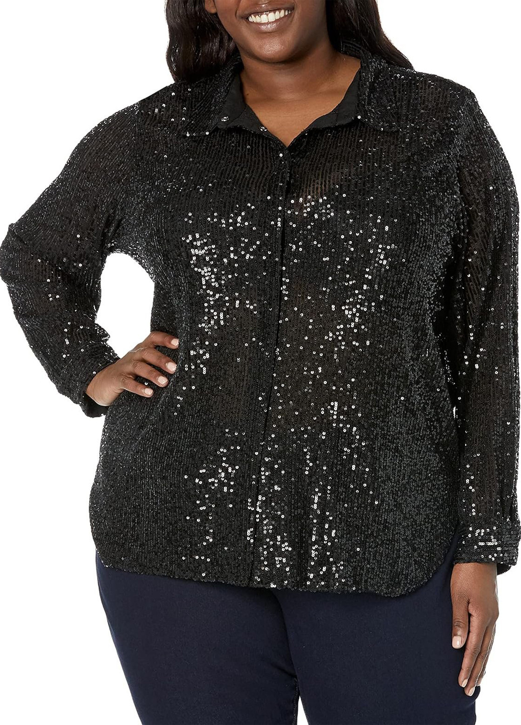 Черная праздничный, вечерний рубашка однотонная Calvin Klein