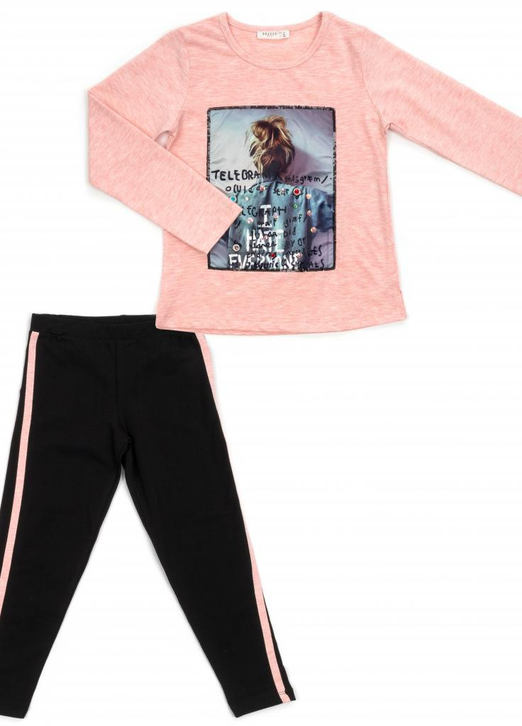 Чорний демісезонний костюм десткий "i have everyone" (14088-140g-peach) Breeze