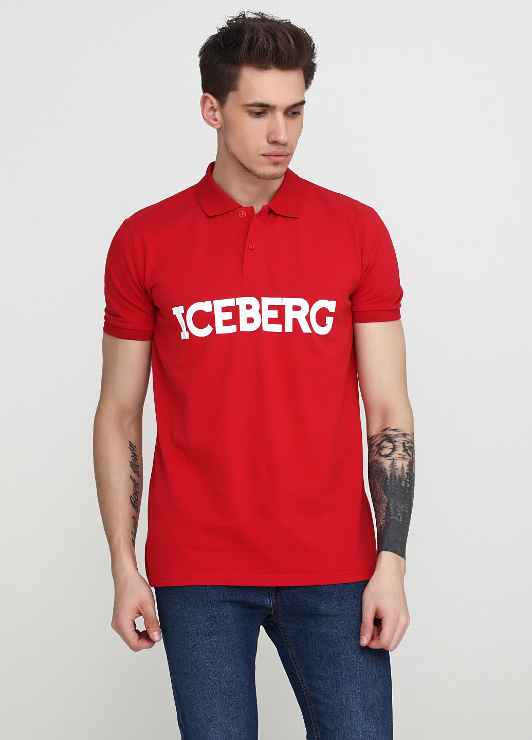 Красная футболка-поло для мужчин Iceberg с логотипом