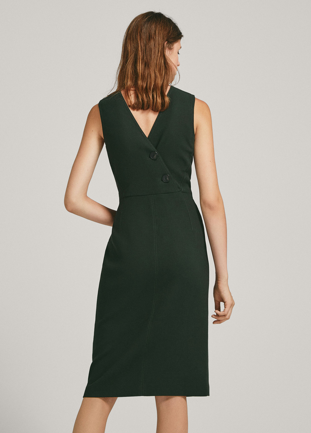 Зеленое кэжуал платье футляр Massimo Dutti