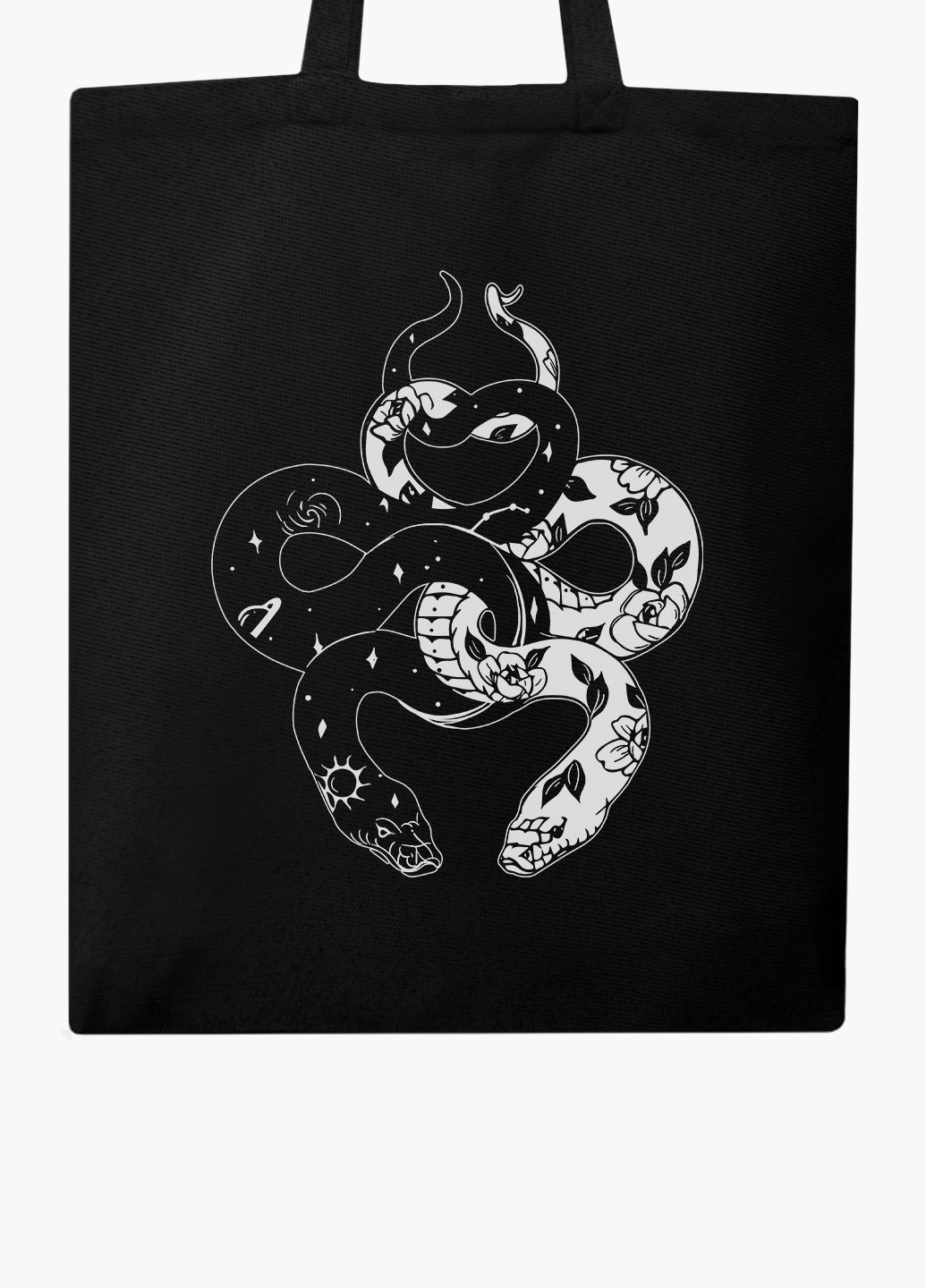 Эко сумка шоппер черная Инь Янь Змеи (Yin Yang Snake) (9227-2850-BK-1) Еко сумка шоппер чорна 41*35 см MobiPrint (221683060)