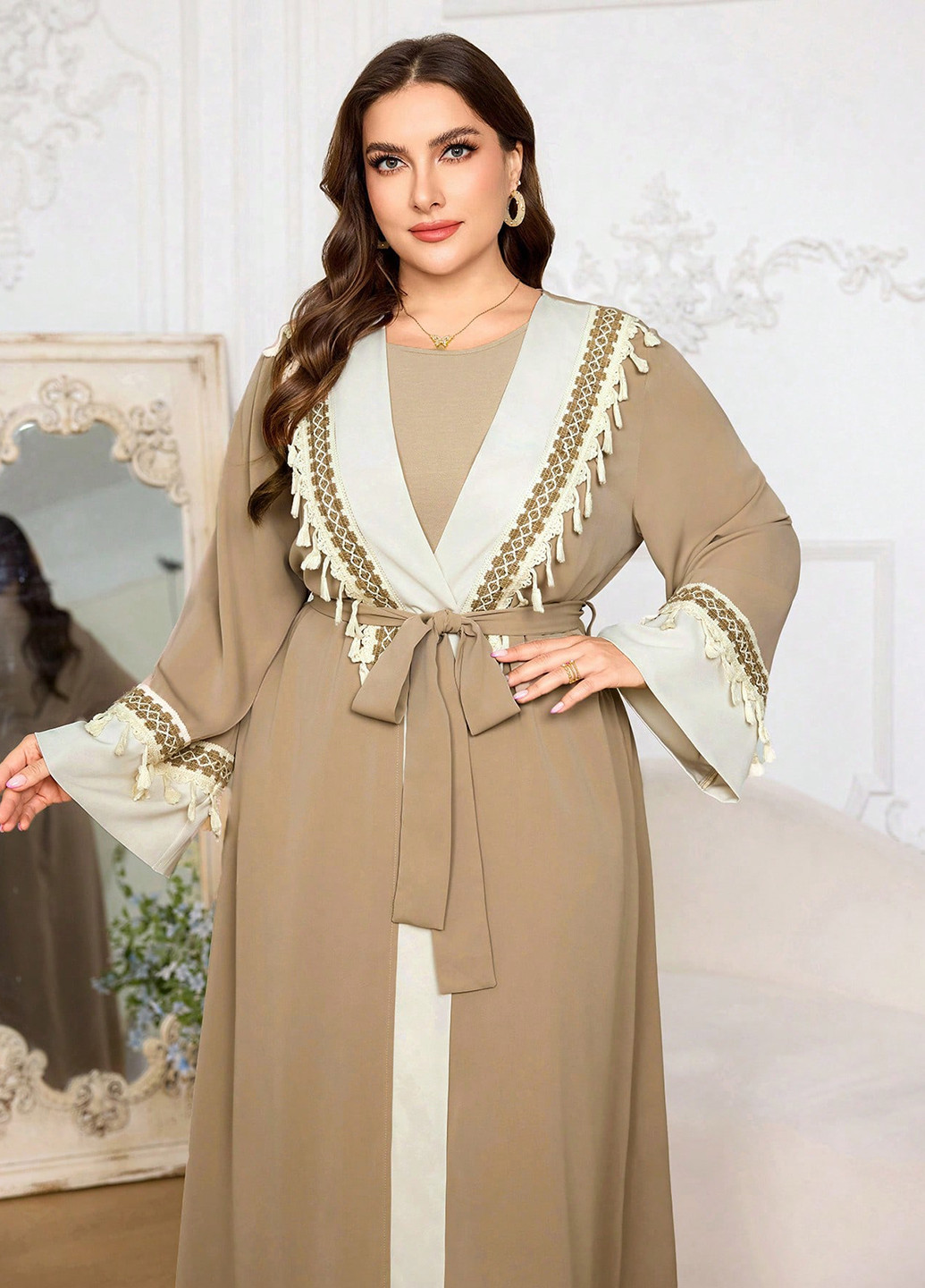 Темно-бежевый демисезонный кардиган SHEIN