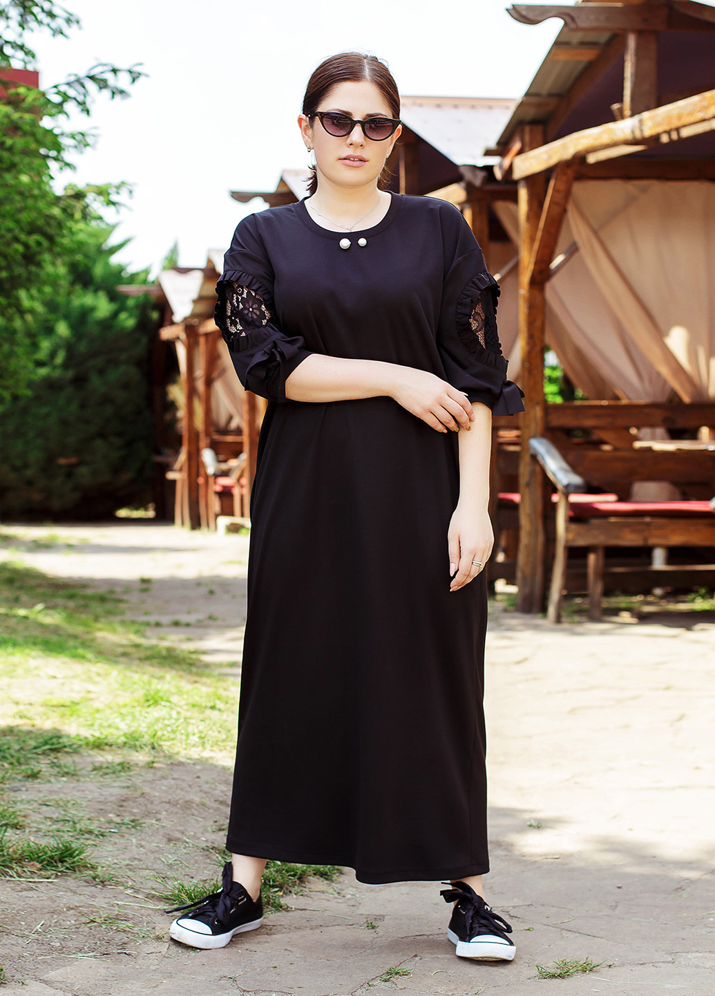 Черное кэжуал платье платье-свитшот Chivas однотонное