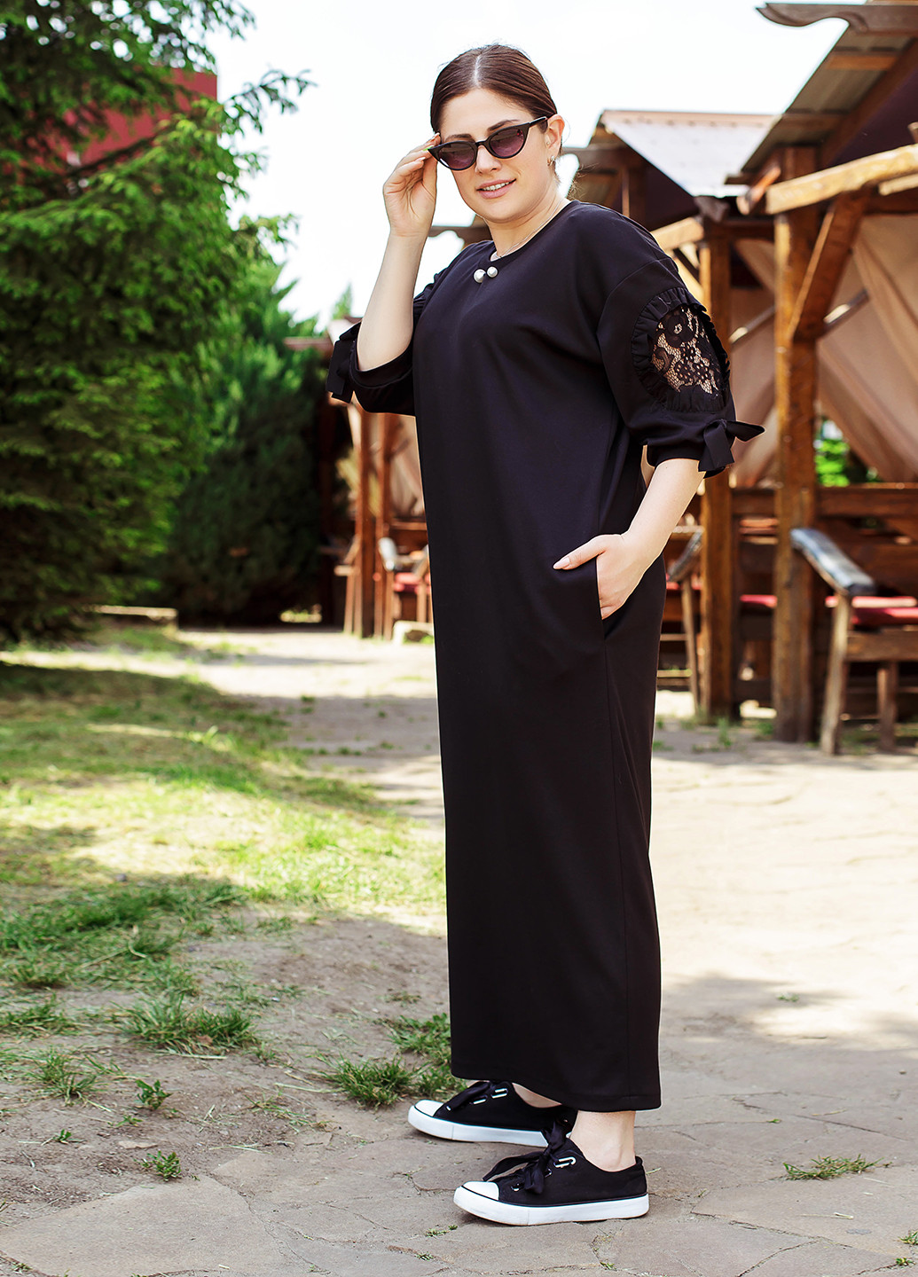 Черное кэжуал платье платье-свитшот Chivas однотонное