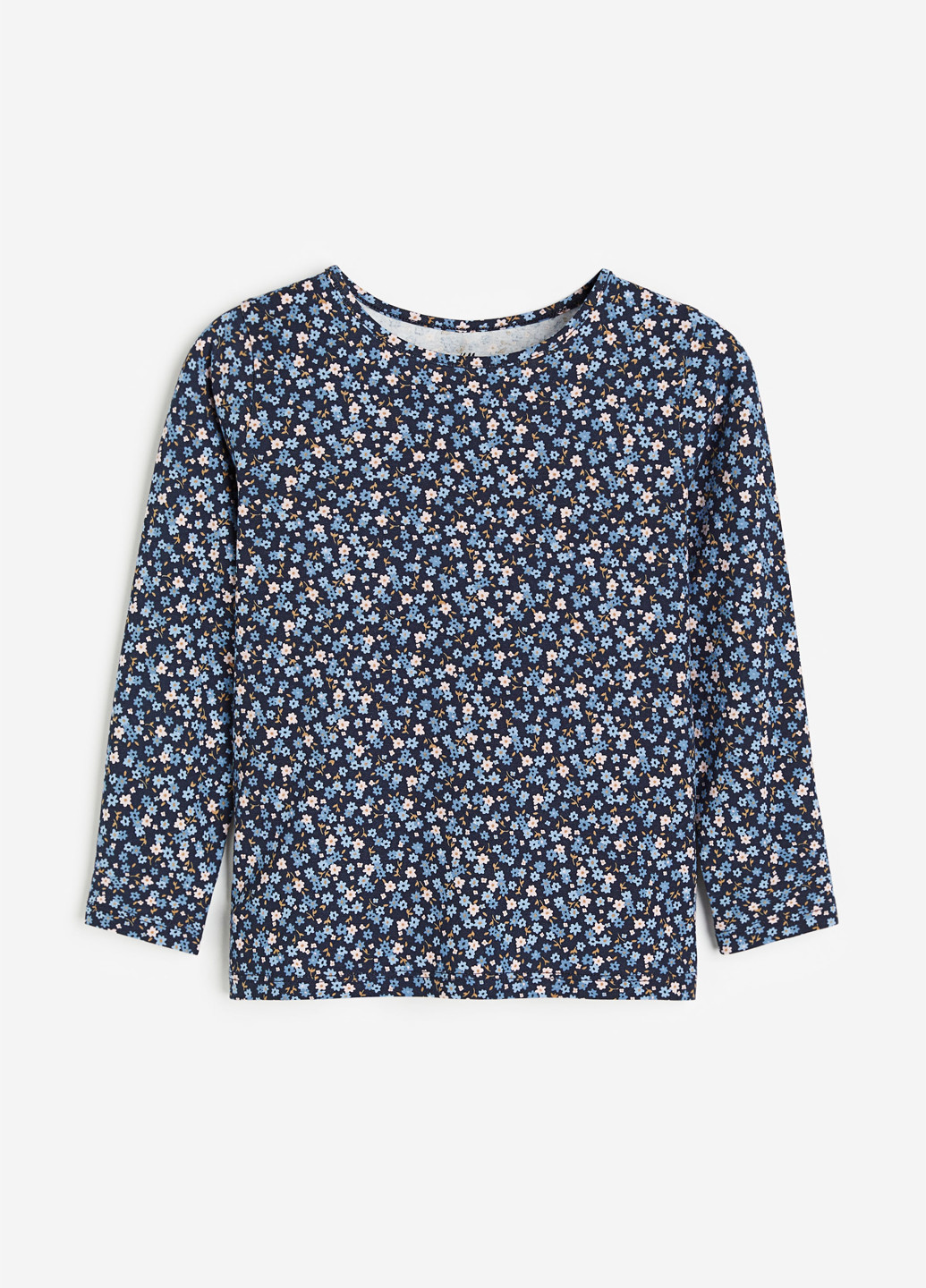 Серо-синий демисезонный кэжуал лонгслив H&M с цветами