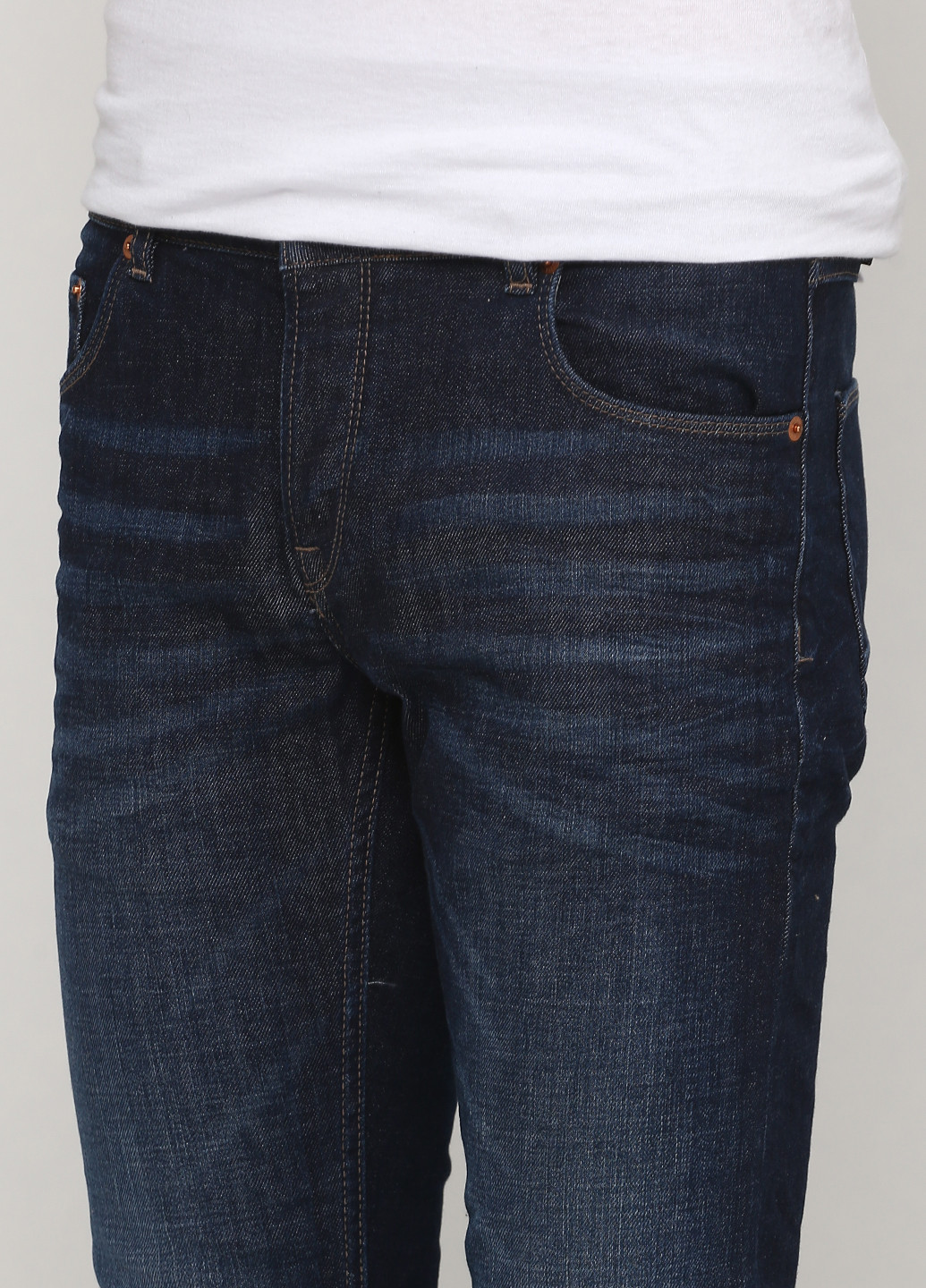 Темно-синие демисезонные слим фит джинсы Solid