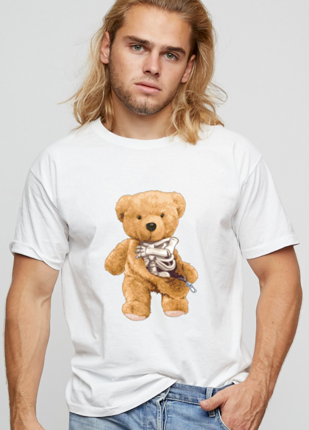 Біла футболка чоловіча basic /air print/ YAPPI