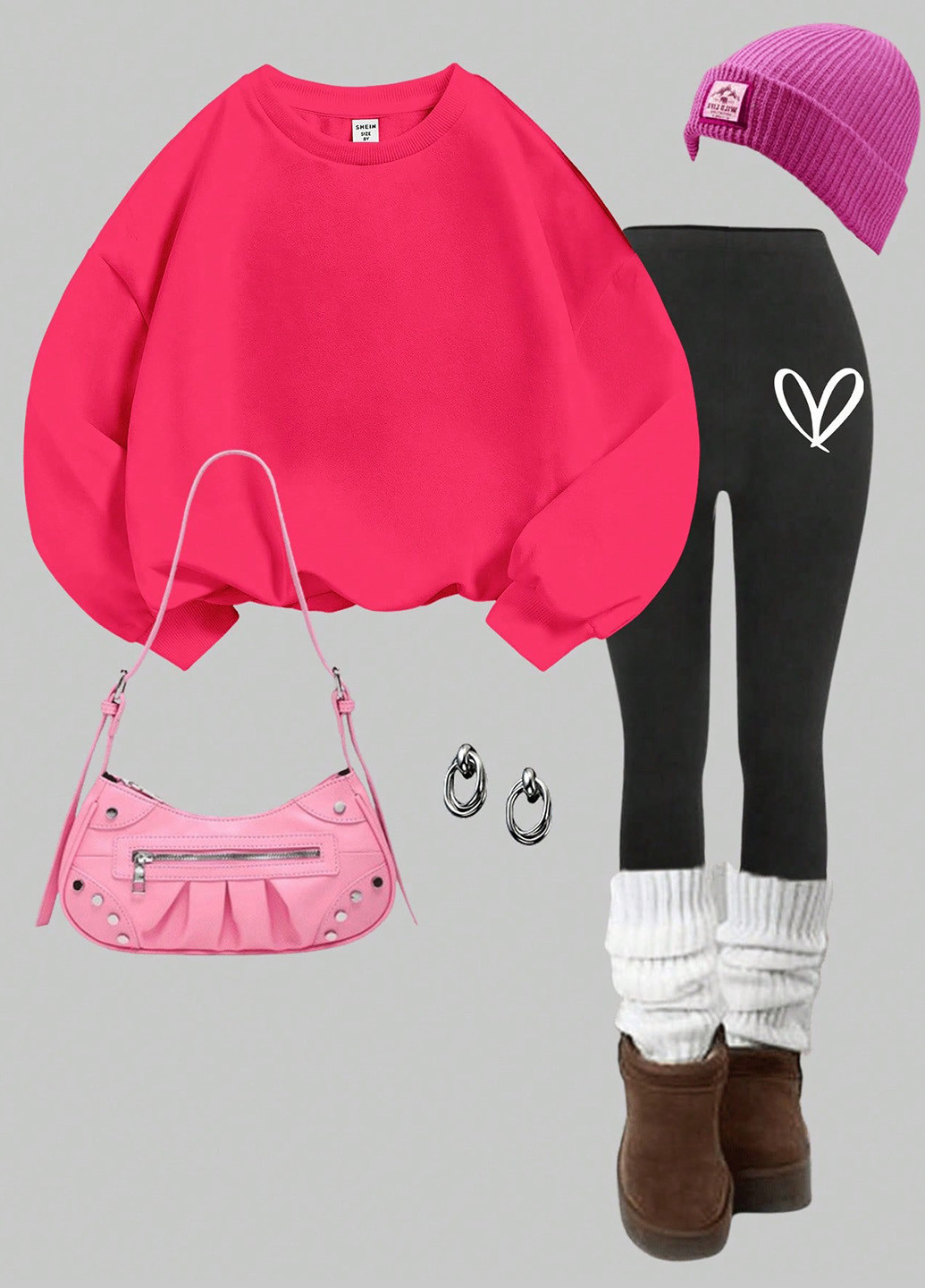 Розовый демисезонный костюм (свитшот, леггинсы) брючный SHEIN