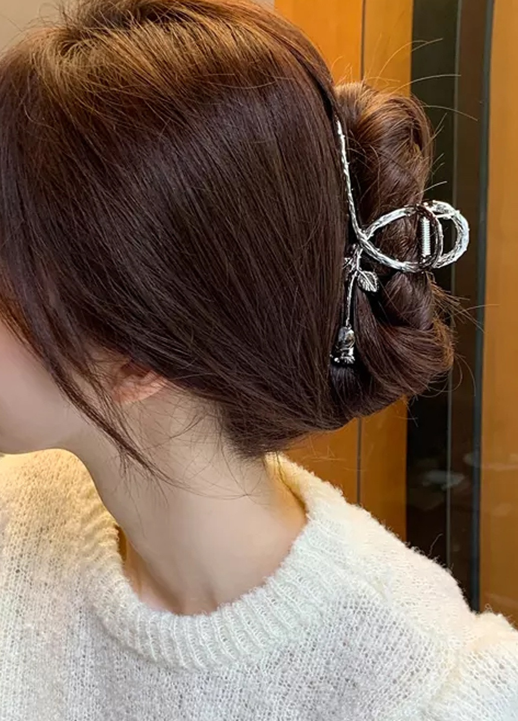 Заколка краб для волос "Роза", серебристый Анна Ясеницька (256250959)