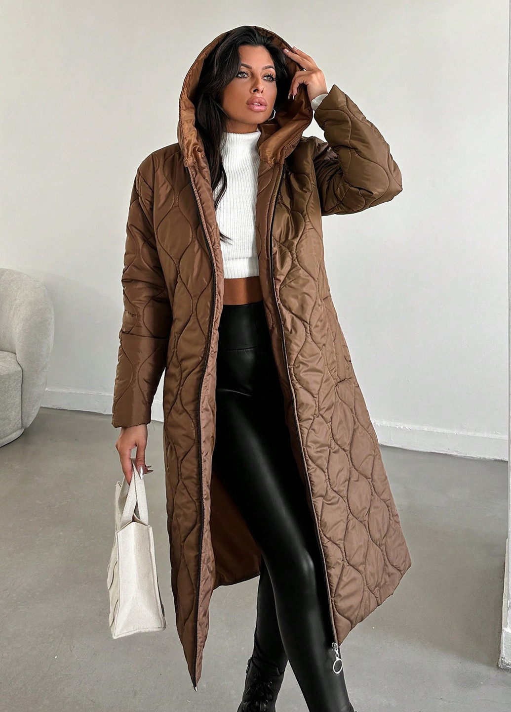 Світло-коричнева зимня куртка SHEIN