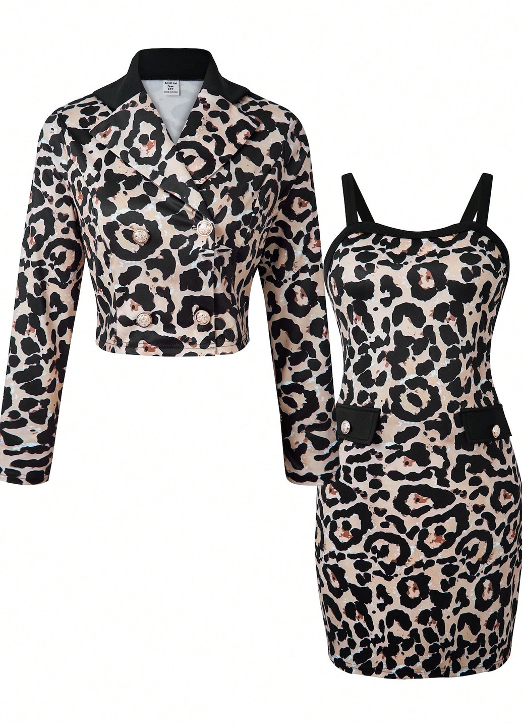 Бежевий демісезонний костюм (жакет, сукня) з сукнею SHEIN