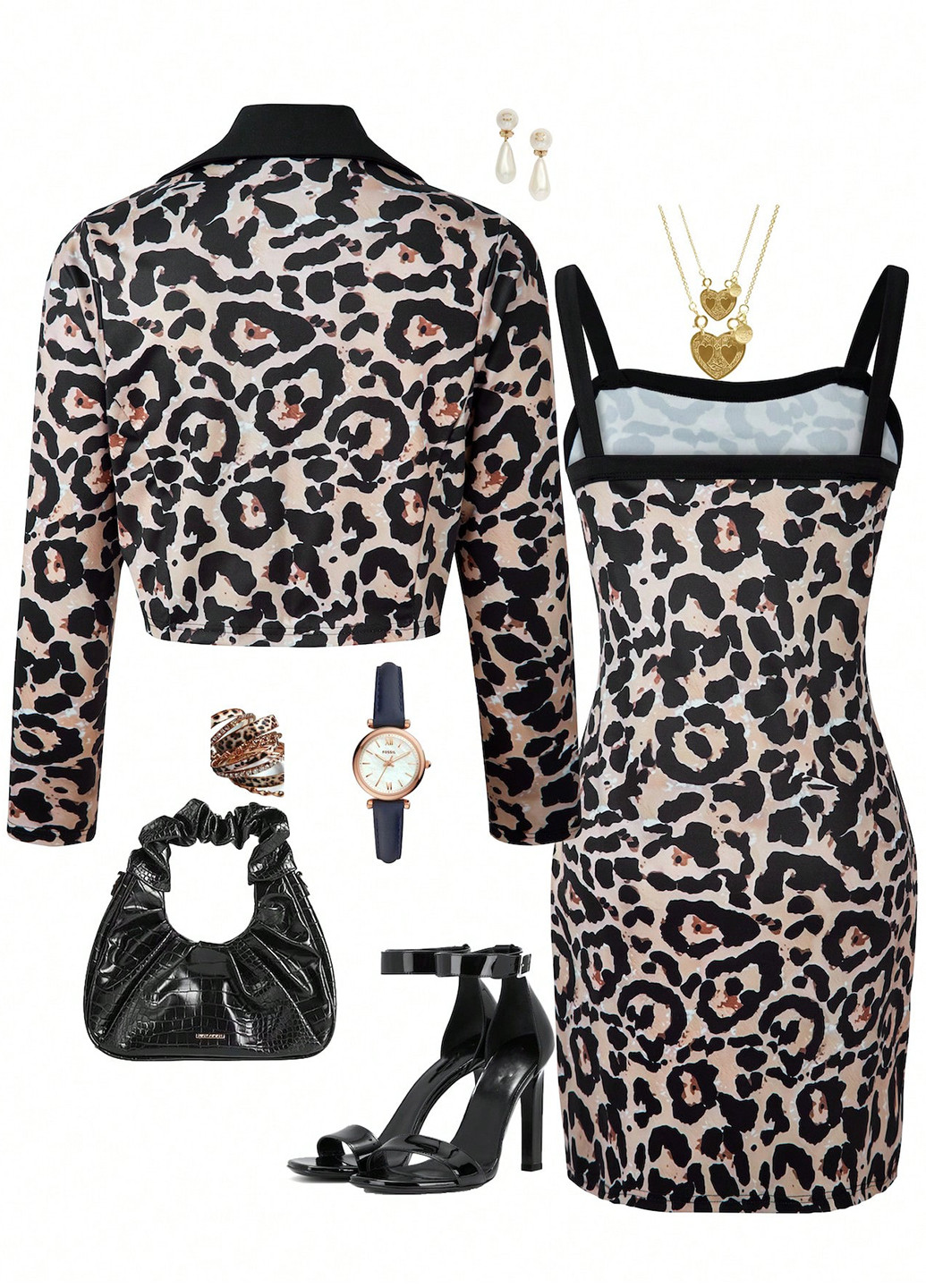 Бежевий демісезонний костюм (жакет, сукня) з сукнею SHEIN