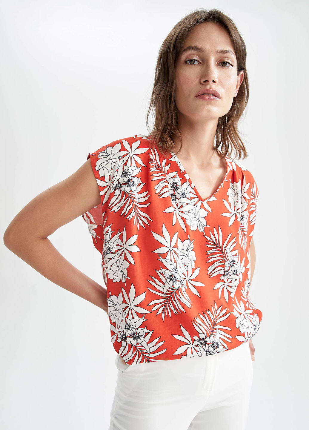 Терракотовая летняя блуза DeFacto