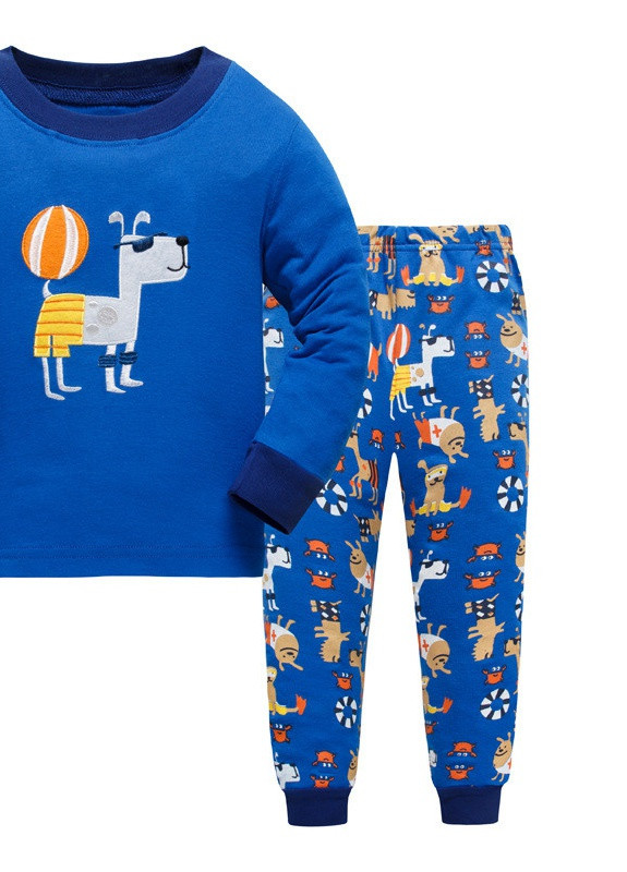 Синяя всесезон пижама для мальчика happy dog Baobaby 56859