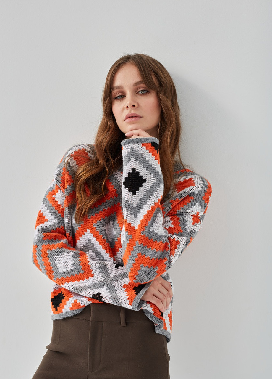 В'язаний джемпер "Лайт" (оранжевий, сірий, білий, чорний) MEREZHKA (254774422)