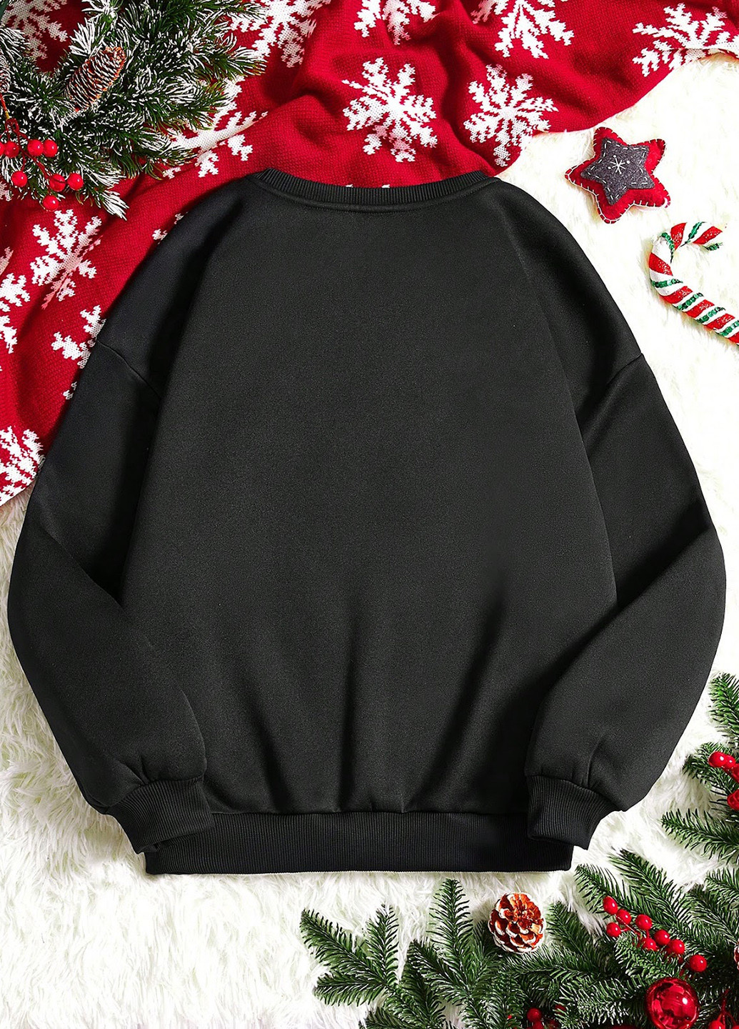 Чорний світшот SHEIN новорічний без декору (327828050)