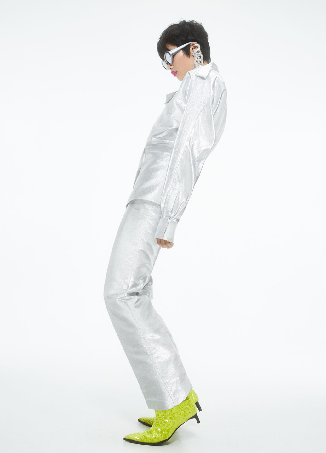 Серебряная кэжуал рубашка однотонная H&M Studio